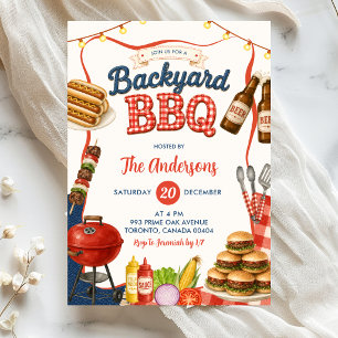 Invitación a la fiesta de BBQ en el patio trasero 