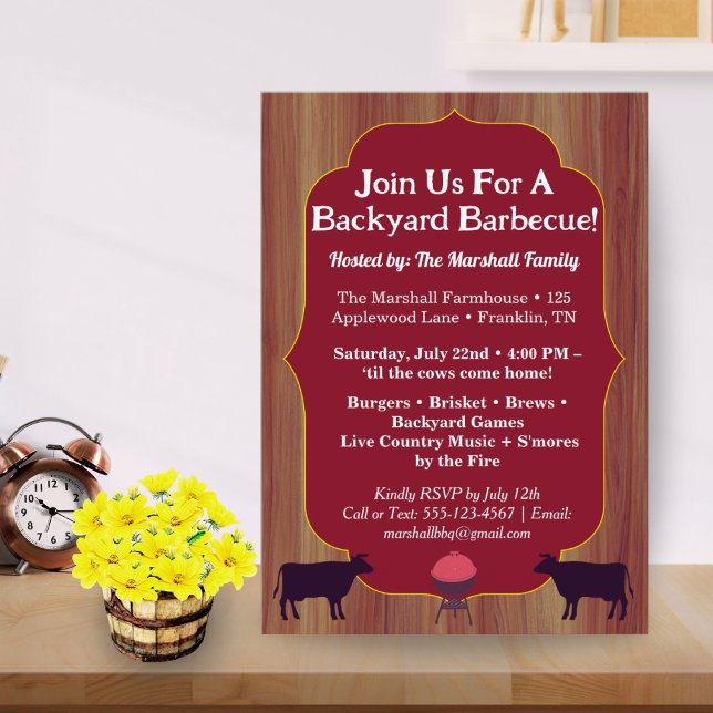 Invitación a la fiesta de BBQ en una granja rústic (Subido por el creador)