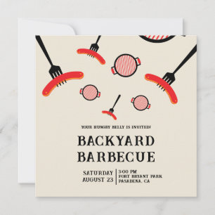 Invitación a la fiesta de BBQ Grill & Fork
