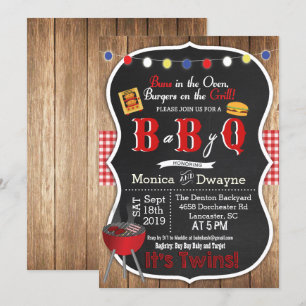 Invitación a la Fiesta de BBQ para Gemelos Baby Q