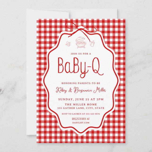 Invitación a la Fiesta de Bebé Baby-Q Barbacoa de  (Anverso)