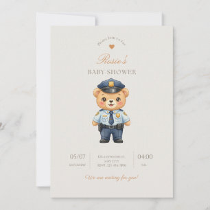 Invitación a la fiesta de bebé con insignia de pol