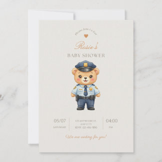 Invitación a la fiesta de bebé con insignia de pol