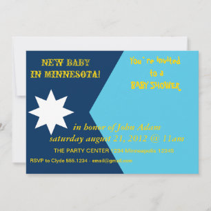 Invitación a la fiesta de bebé con la bandera de M