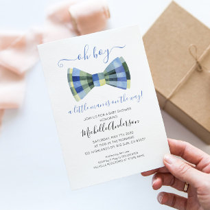 Invitación a la fiesta de bebé con pajarita Oh Boy