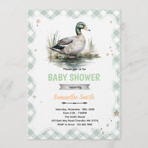 Invitación a la fiesta de bebé con pato silvestre