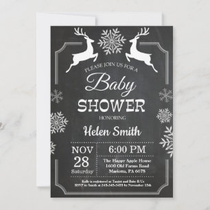 Invitación a la fiesta de bebé copo de nieve cierv