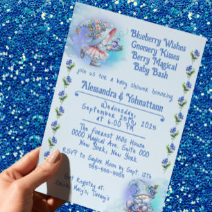 Invitación a la Fiesta de Bebé de Arándanos y Gnom