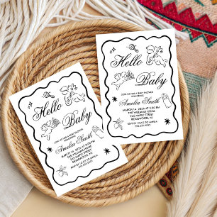 Invitación a la fiesta de bebé de Cupido con dibuj