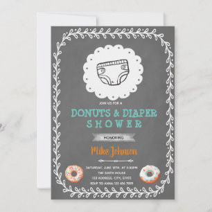 invitación a la fiesta de bebé de donas y pañales