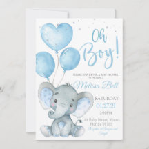Invitación a la Fiesta de Bebé de Elephant Boy Tem