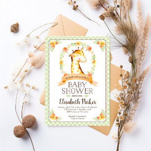 Invitación a la fiesta de bebé de jirafa género ne