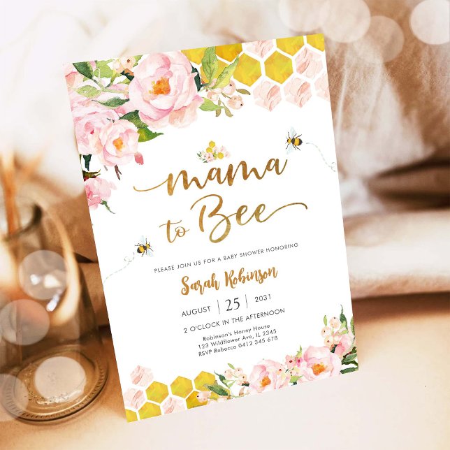 Invitación a la Fiesta de Bebé de Mama a Abeja (Subido por el creador)