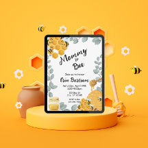 Invitación a la fiesta de bebé de Mommy to Bee