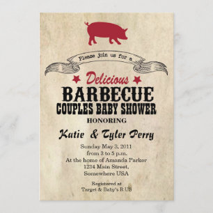 Invitación a la fiesta de bebé de parejas al asado