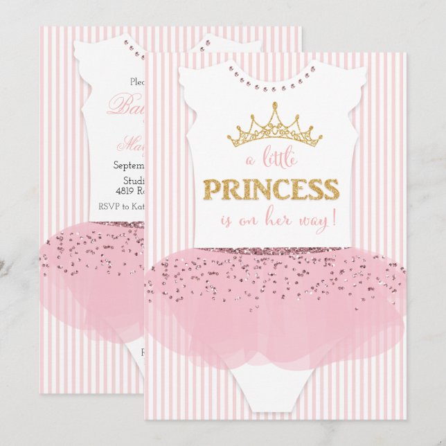 Invitación a la fiesta de bebé de Una Pequeña Prin (Anverso / Reverso)