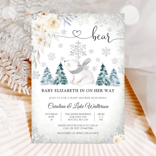 Invitación a la Fiesta de Bebé del Oso de Invierno (Subido por el creador)