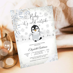 Invitación a la Fiesta de Bebé del Pingüino de Inv