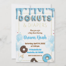 Invitación a la fiesta de bebé Donuts & Diapers | 