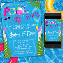 Invitación a la fiesta de bebé en la piscina de ve