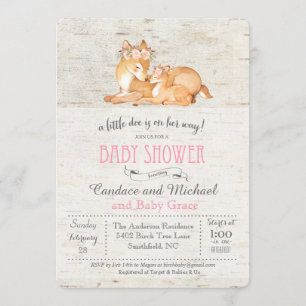 Invitación a la fiesta de bebé niña Little Deer Bi