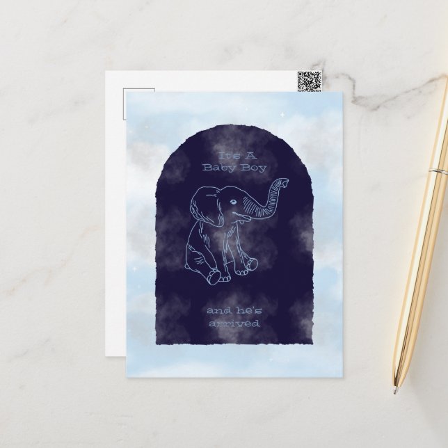 Invitación a la fiesta de bebé niño (Anverso/Reverso In Situ)