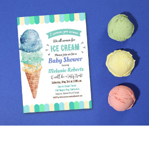 Invitación a la fiesta de bebé niño de helado