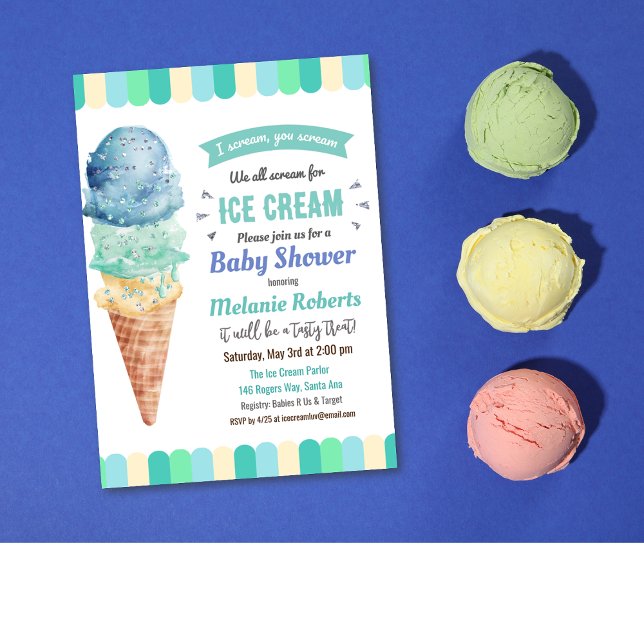Invitación a la fiesta de bebé niño de helado (Subido por el creador)