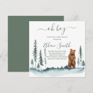 Invitación a la fiesta de bebé Oh Boy Woodland Bea