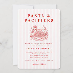 Invitación a la fiesta de bebé 'Pasta y chupetes'