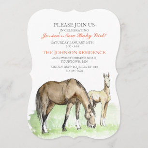 Invitación a la fiesta de bebé: Potro de caballo