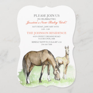 Invitación a la fiesta de bebé: Potro de caballo