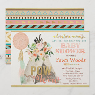 Invitación a la Fiesta de Bebé Pow Wow Tribal Teep