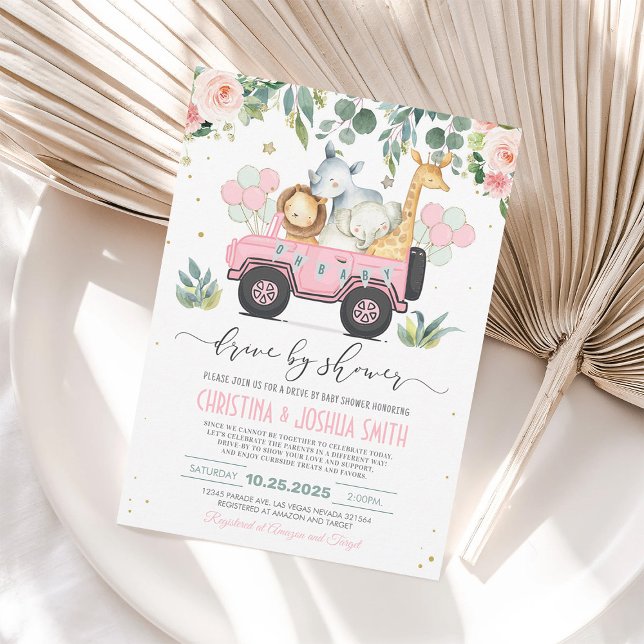 Invitación a la Fiesta de Bebé Safari Drive Throug (Subido por el creador)