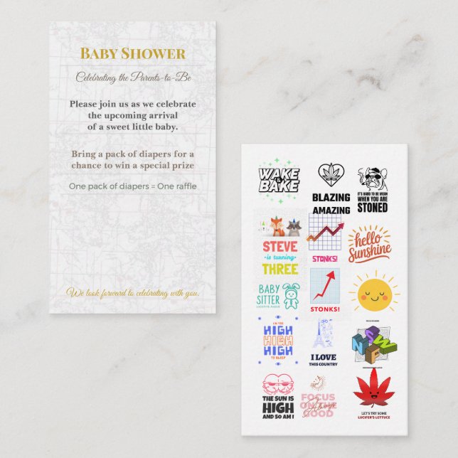 Invitación a la Fiesta de Bebé | Tarjeta de Rifas  (Anverso / Reverso)