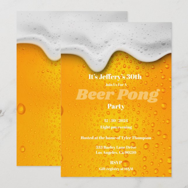 Invitación a la fiesta de Beer pong (Anverso / Reverso)