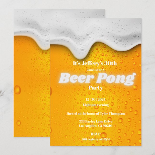 Invitación a la fiesta de Beer pong (Anverso / Reverso)