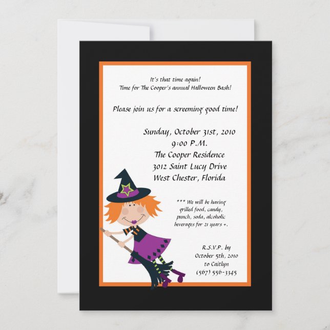 Invitación a la fiesta de bienvenida de Halloween  (Anverso)