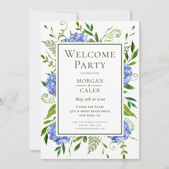 Invitación a la fiesta de bienvenida de la boda (Anverso)