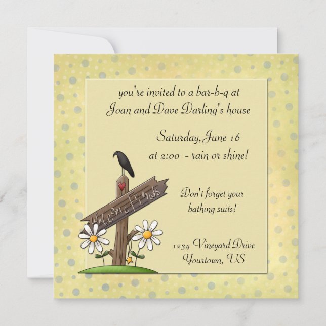 Invitación a la fiesta de bienvenida de los amigos (Anverso)