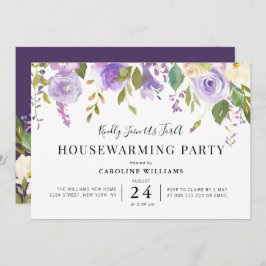 invitación a la fiesta de bienvenida morada floral