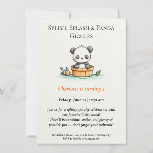 Invitación a la fiesta de billar de pandas minimal