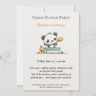 Invitación a la fiesta de billar de pandas minimal