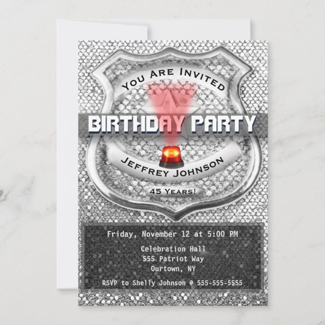 Invitación a la fiesta de BIrthday de oficial de p (Anverso)