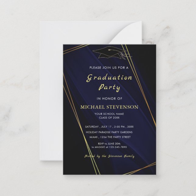 Invitación a la fiesta de Black Grad con marco de  (Anverso)