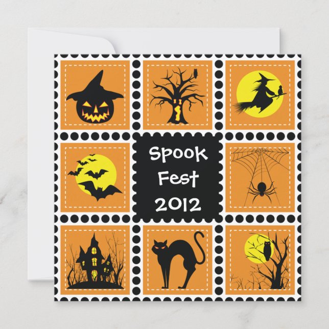 Invitación a la Fiesta de Bloques de Halloween (Anverso)