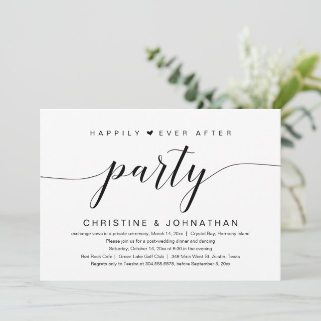 Invitación a la fiesta de boda con fuga feliz para (Anverso de pie)