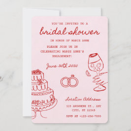 Invitación a la fiesta de boda con tema rojo y ros