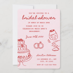 Invitación a la fiesta de boda con tema rojo y ros