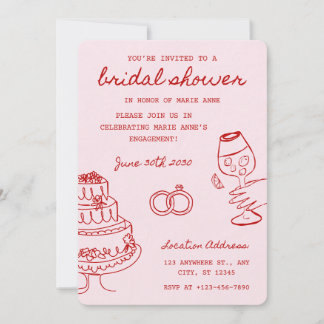 Invitación a la fiesta de boda con tema rojo y ros